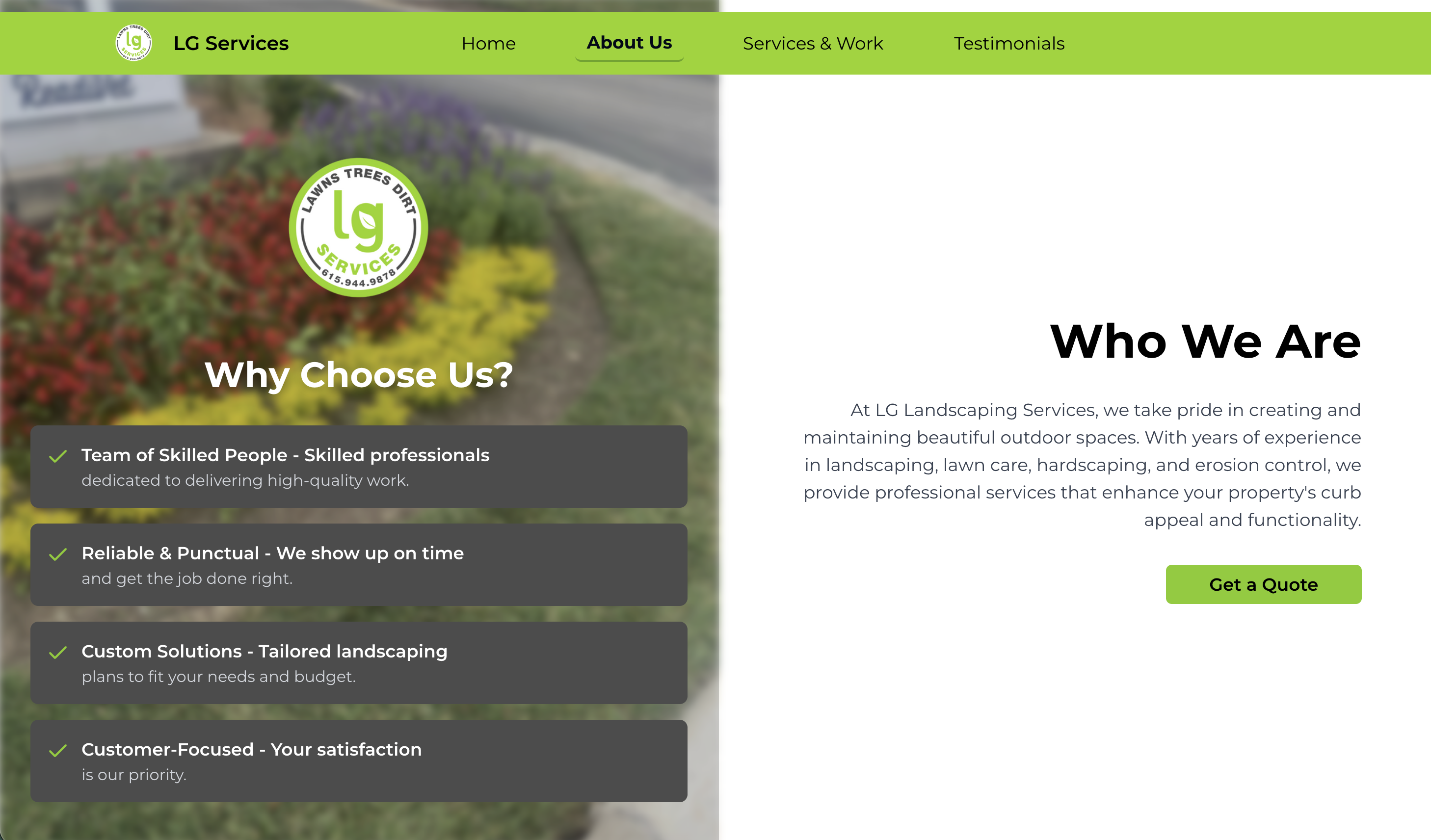 LG Landscaping Services Website